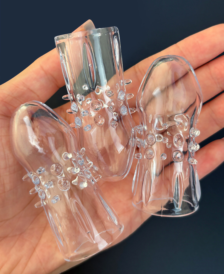Pleasure Point Glans Sleeve Transparent TPE Wolf Tooth Lock Sperm Ring — detail image 17