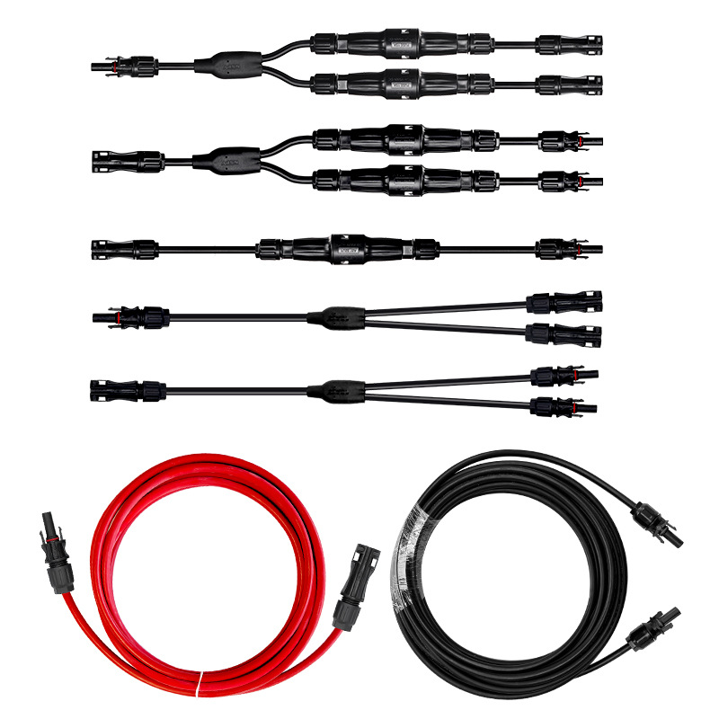 光伏线束 带保险丝连接线 太阳能发电保险丝线束 1-50A 延长线束