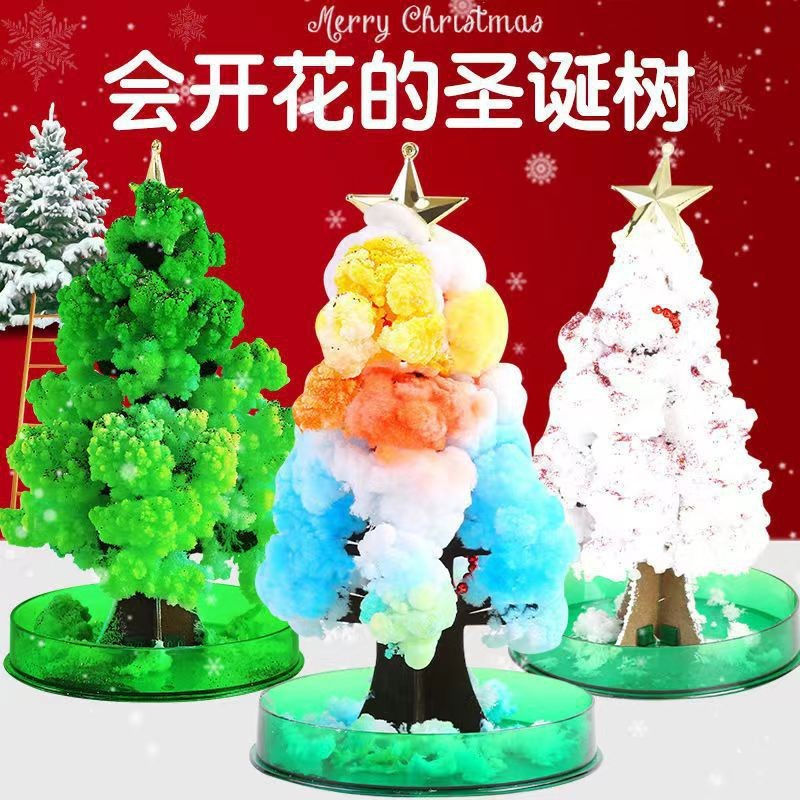 árbol de Navidad mágico árbol de papel floreciente crecimiento mágico árbol de cristal para niños DIY juguetes experimentales científicos