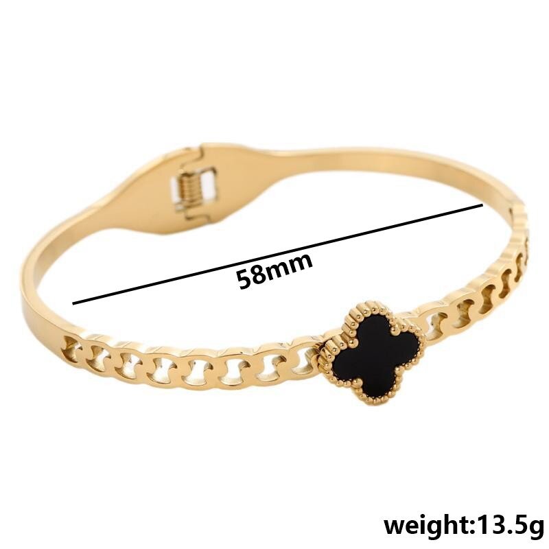 Clásico Black Shell Lucky Tetrafoil titanio acero pulsera de mujer red popularidad de oro rosa no se desvanece joyas de pulsera
