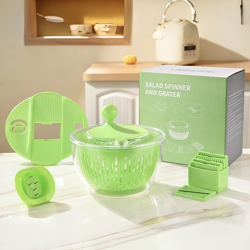 Cross-Border Hot-Selling Kitchen Multi-Functional Dehydration Basket, Multi-Blade Salad Fruit and Vegetable Grater, Water Strainer, and Mixer