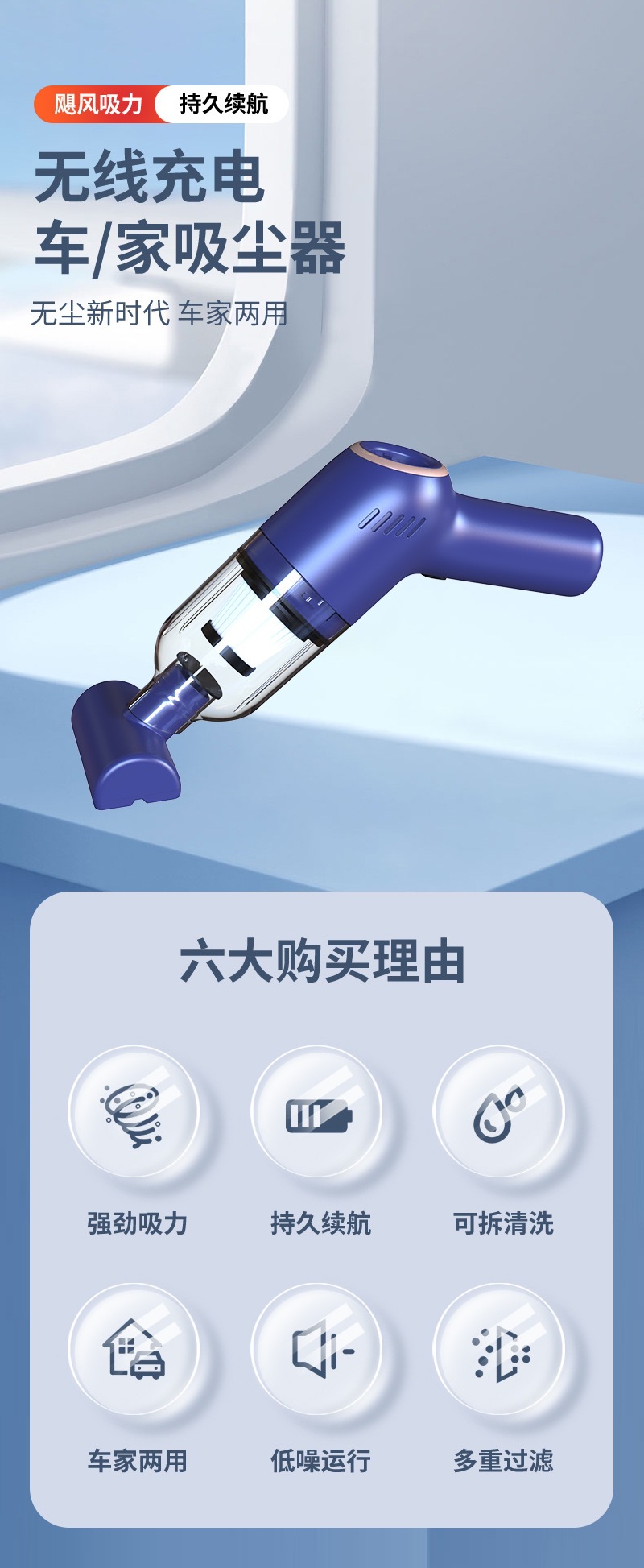 Blow and Suction Dual-Purpose Car Vacuum Cleaner Mini Portable Car Supplies Plastic Abs Handheld Vacuum Cleaner in Car