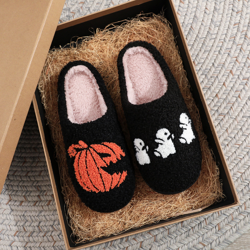 New Halloween Cute Pumpkin Ghost Cartoon Warm Winter Cotton Slippers for Men and Women Couples Home Slippers Thick New Halloween Cute Pumpkin Ghost Cartoon Warm Winter Cotton Slippers for Men and Women Couples Home Slippers Thick