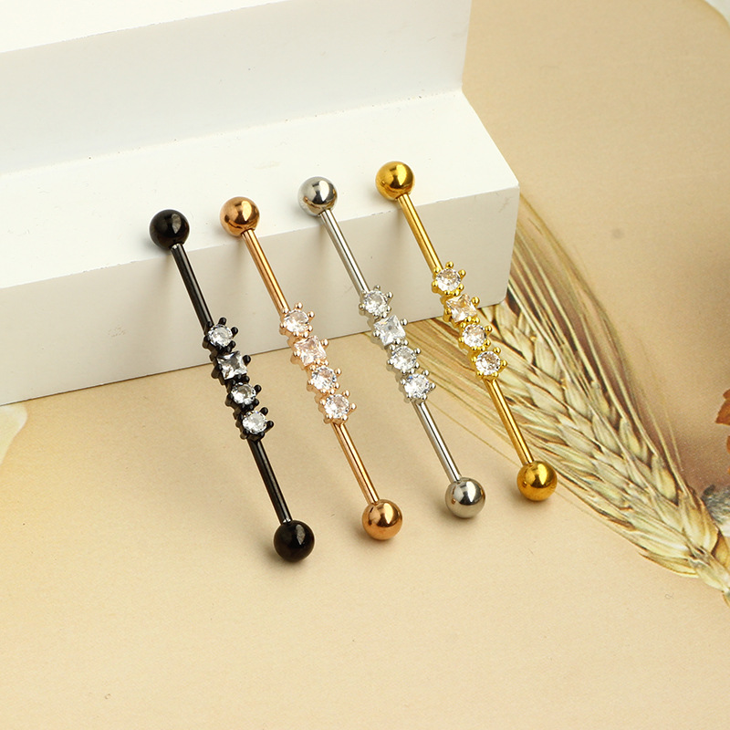 Silver pointed spike labret stud material detail