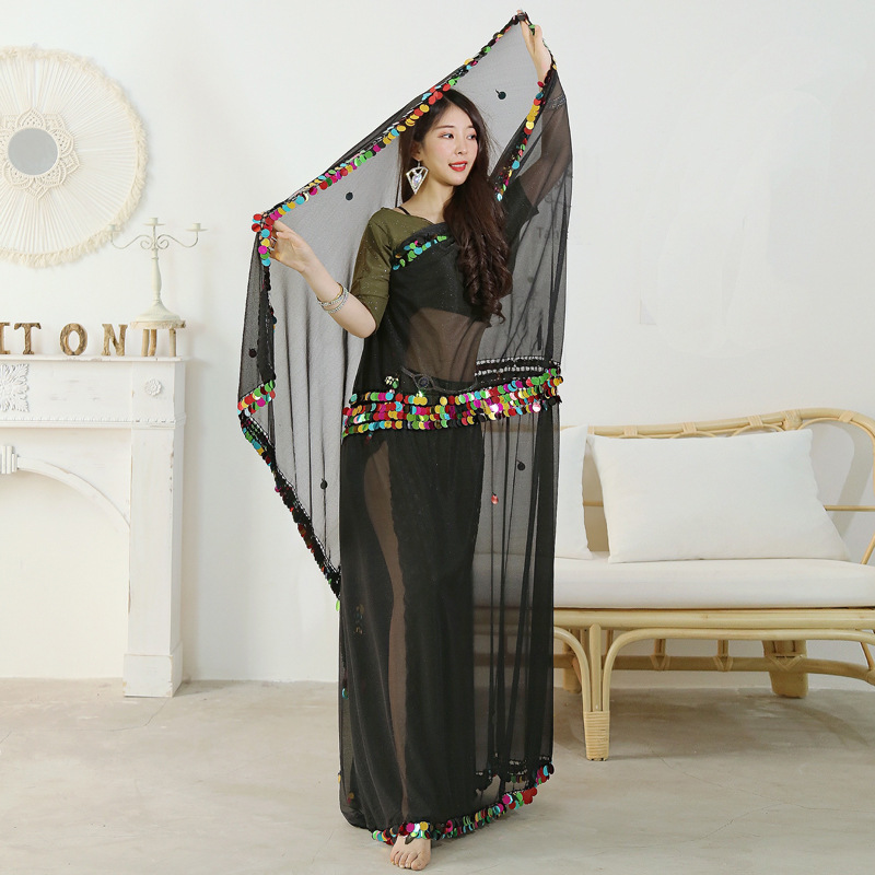Belly dance gauze props melaya hand gauze folk dance sequins big throw yarn Oriental dance performance Malaya