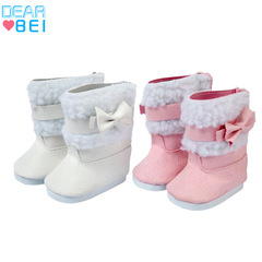 BJD Doll Shoes White Cashmere Boots 18 Inches American Girl Doll Shoes Doll Accessories Fluffy Short Boots