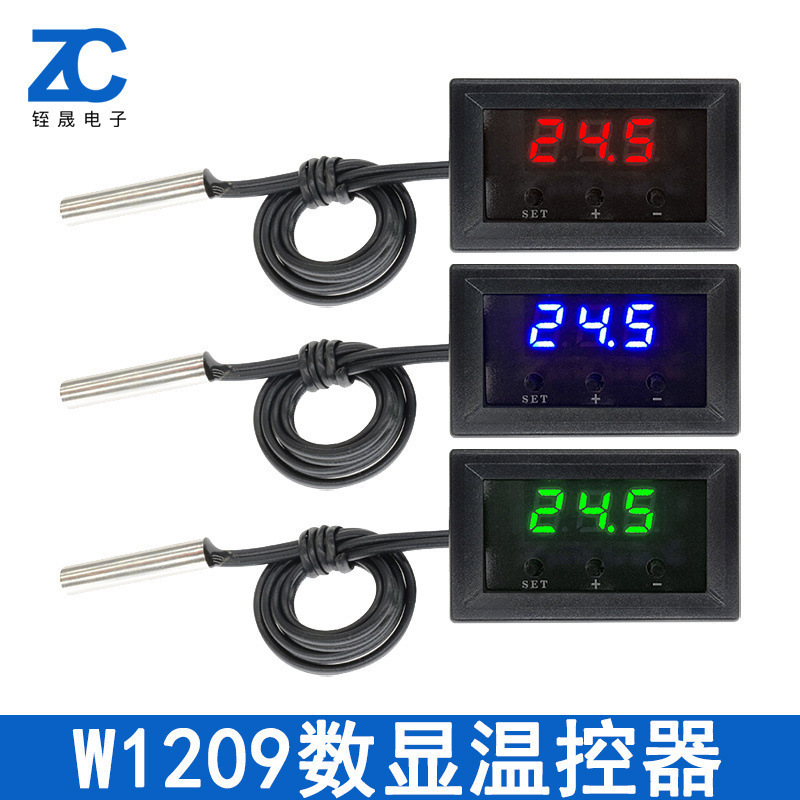 W1209 High Precision Digital Display 12V Thermostat Switch Module Refrigeration Heating Micro Temperature Control Switch Board with Probe