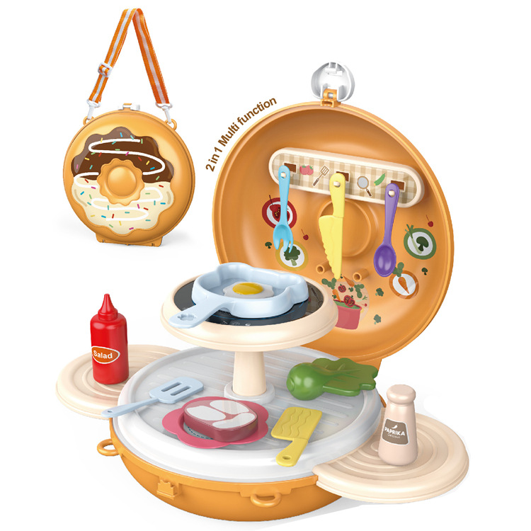Bolsa de hombro de simulación para niños transfronterizos cocina vajilla postre doctor herramienta donut play House pequeña mochila de juguete