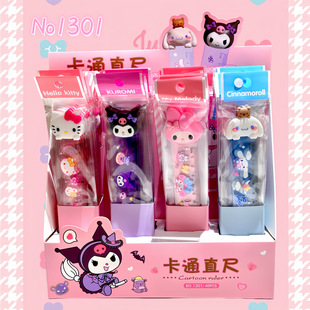 Sanrio 15cm Bookmark Ruler Kulomi Shape Silicone Doll Head Cartoon Cute Ruler Creative Student Ruler