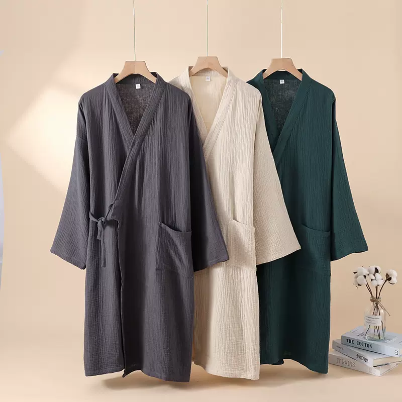 和服睡衣女士纯棉纱浴袍日式系绳开衫薄款家居服情侣睡袍汗蒸服