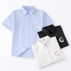 Genuine student pleated skirt, shirt for elementary school students, uniform, 2023, with embroidery, with short sleeve