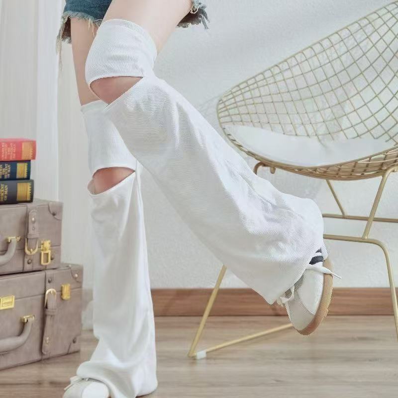 Thin Leg Warmers for Women, Sporty Casual Style, Trendy Wide-Leg Flared Over-The-Knee Calf Socks, Versatile Ins-Style Long Tube Socks