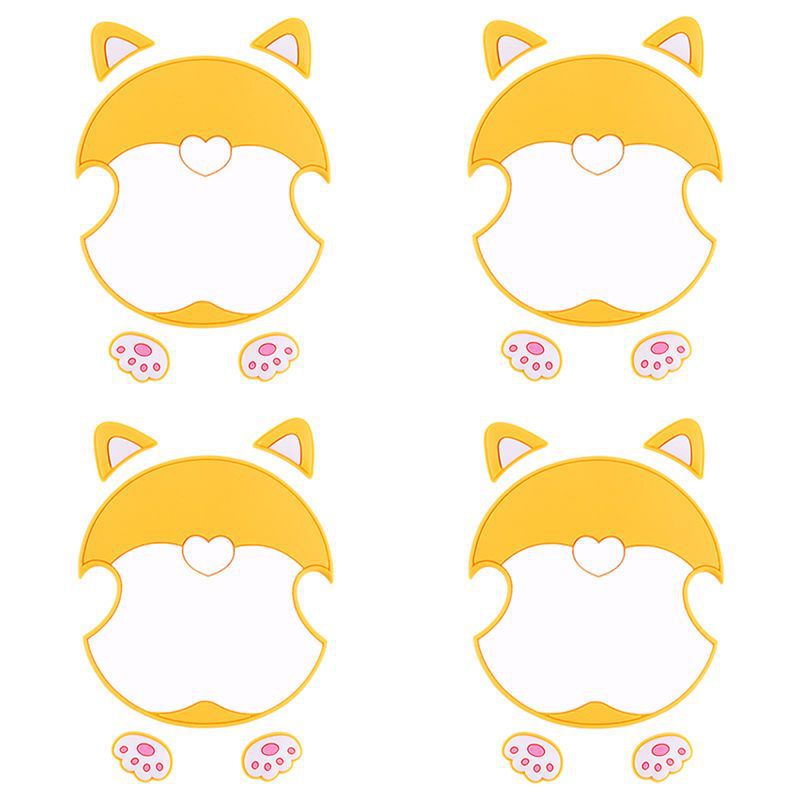 Universal Cute Car Door Handle Anti-Scratch Stickers Cartoon Protective Film (Car paint protective film) - corgi-butt-4-door-bowl-stickers-corgi-butt