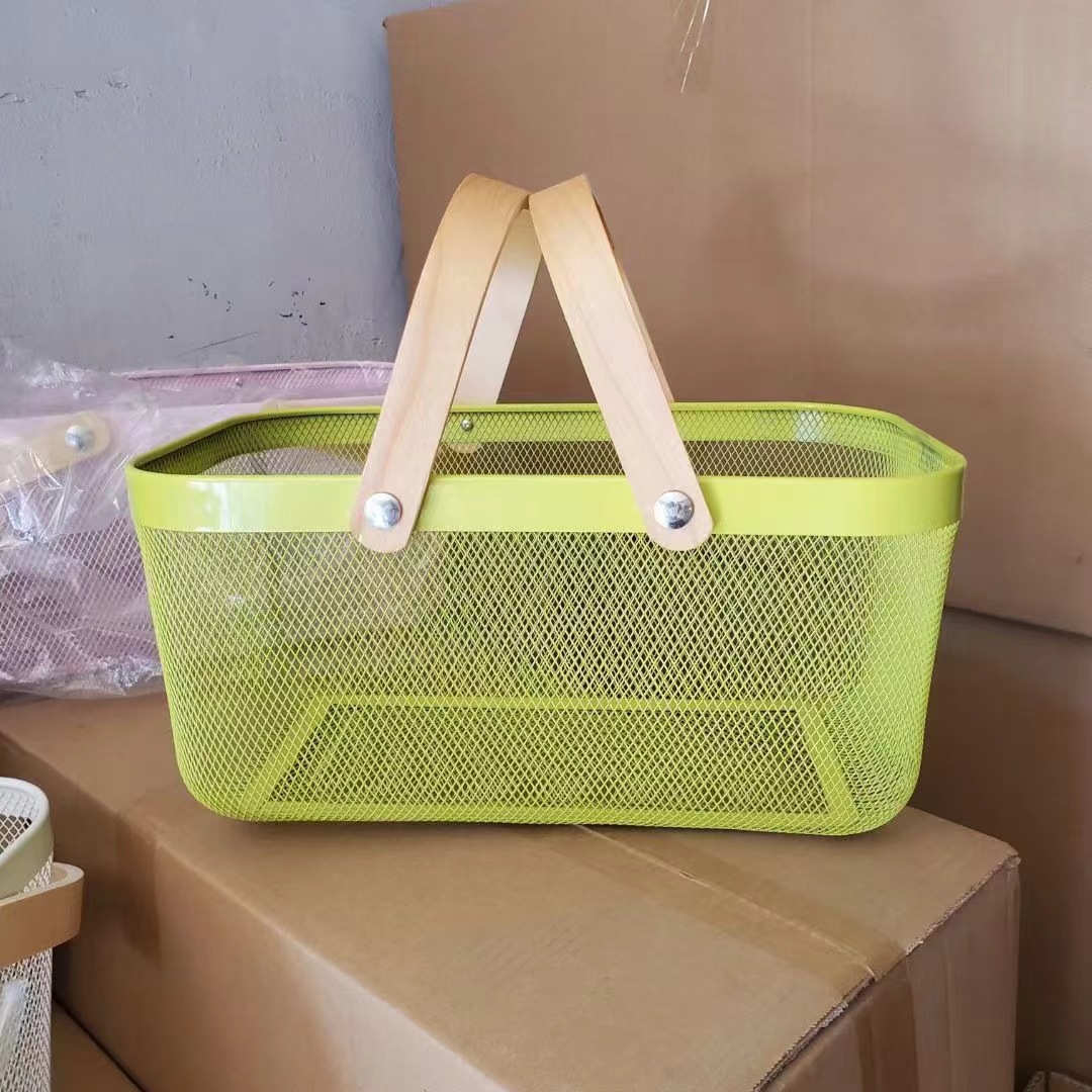 Cesta de Almacenamiento Portátil Multiuso de Acero Inoxidable para Frutas y Verduras