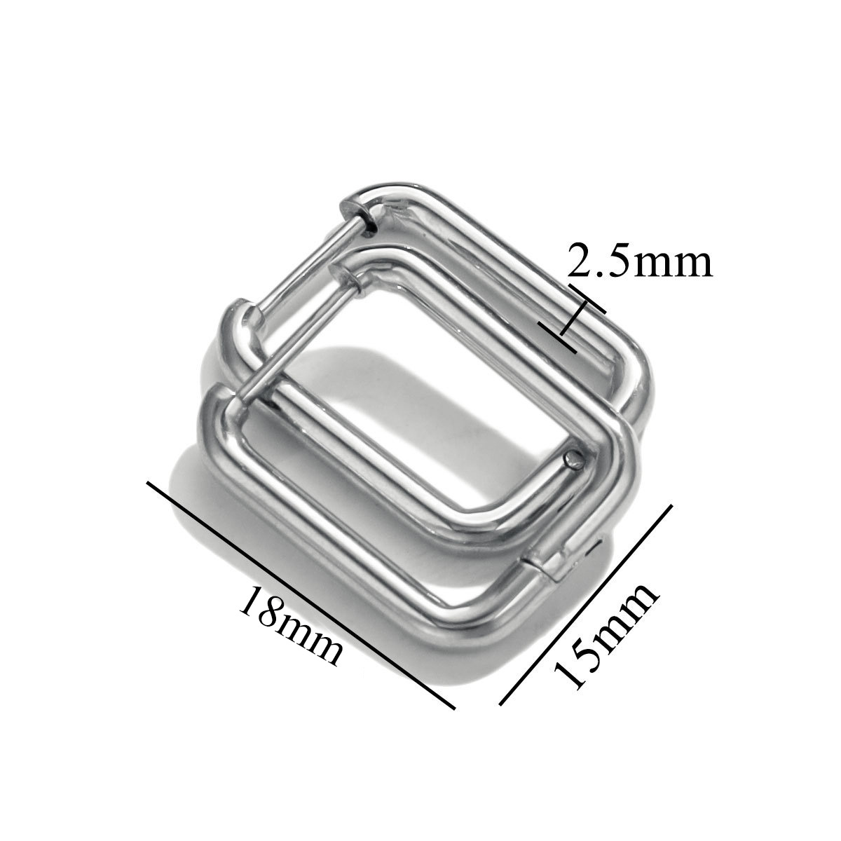 Titanio acero cuadrado oído hebilla simple moda brillante pendientes rectangulares DIY accesorios de la joyería impermeable vacío plateado joyería
