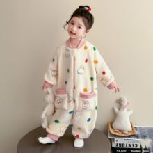 加厚女童连体睡衣儿童冬季秋冬家居服珊瑚宝宝睡袋婴儿法兰绒保暖