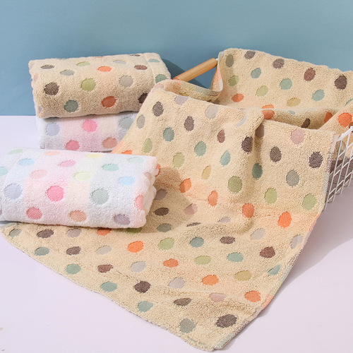 Seven-color dot pure cotton couple's towels 35*75 twisted yarn color woven household adult face towels thickened 110g
