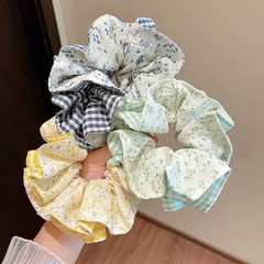 春夏のささやき〜女性用黄色のチェック柄ヘアゴム、高級怠惰なスタイルのヘアロープ、ボールヘアゴム、ヘアアクセサリー