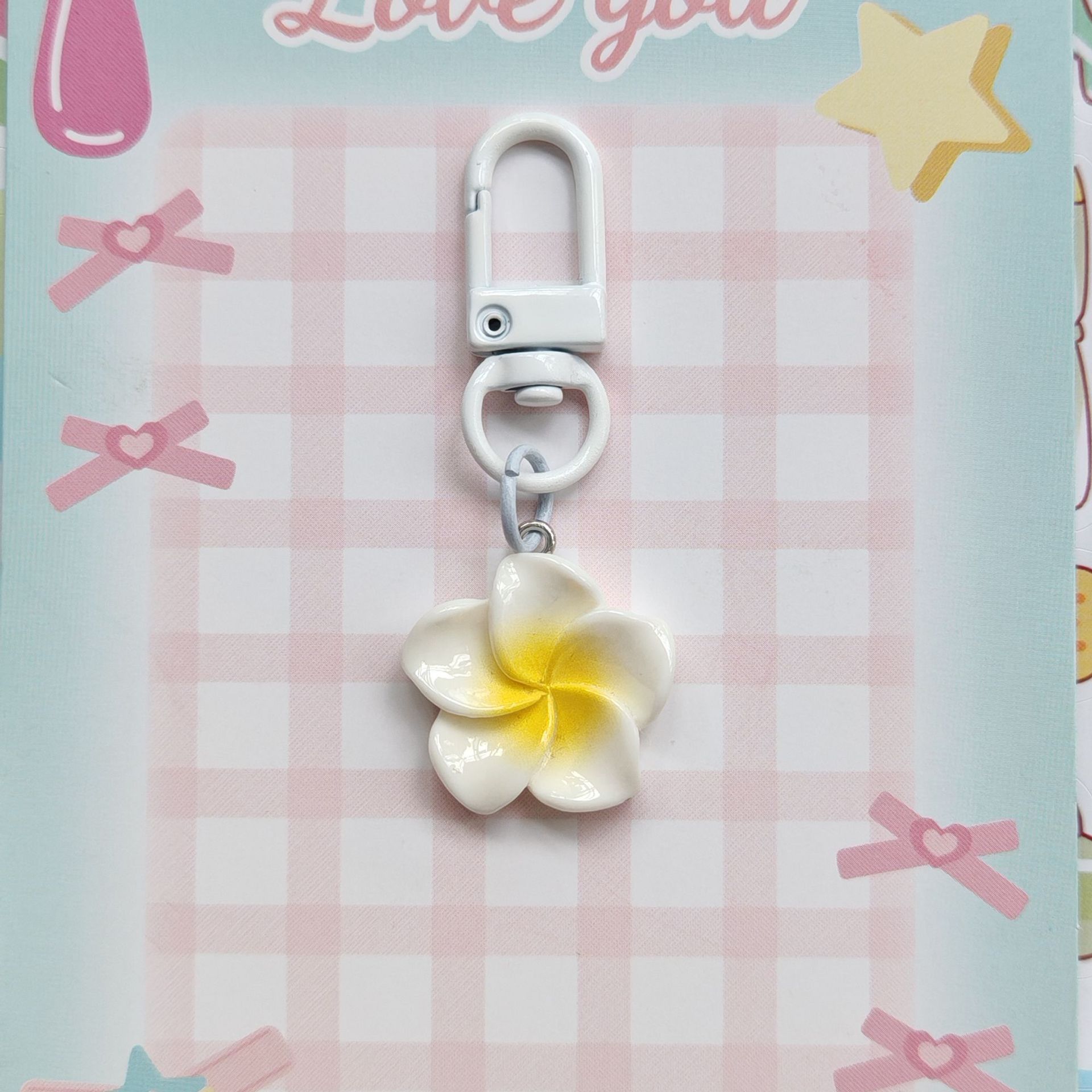 Daily Occasion Alloy, Plastic Material 1 Piece Cute Plumeria Alloy Plastic Women's Bag Pendant Keychain