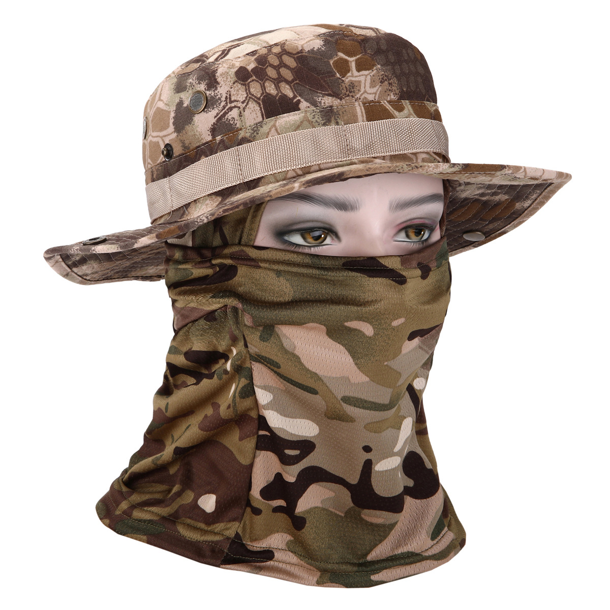Sombrero de camuflaje con ala ancha al aire libre sombrero Benni sombrero de camuflaje para fanáticos militares sombrero de alpinismo de pesca protector solar sombrero de pescador transpirable hombre