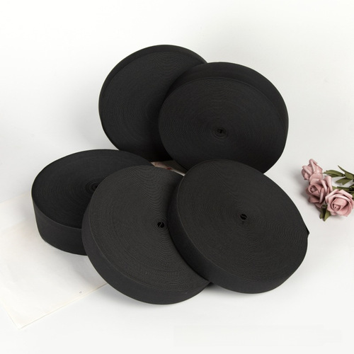 Wholesale black and white hook and loop fastener webbing, 1cm~20cm, knit elastic fabric auxiliary material, rubber band.