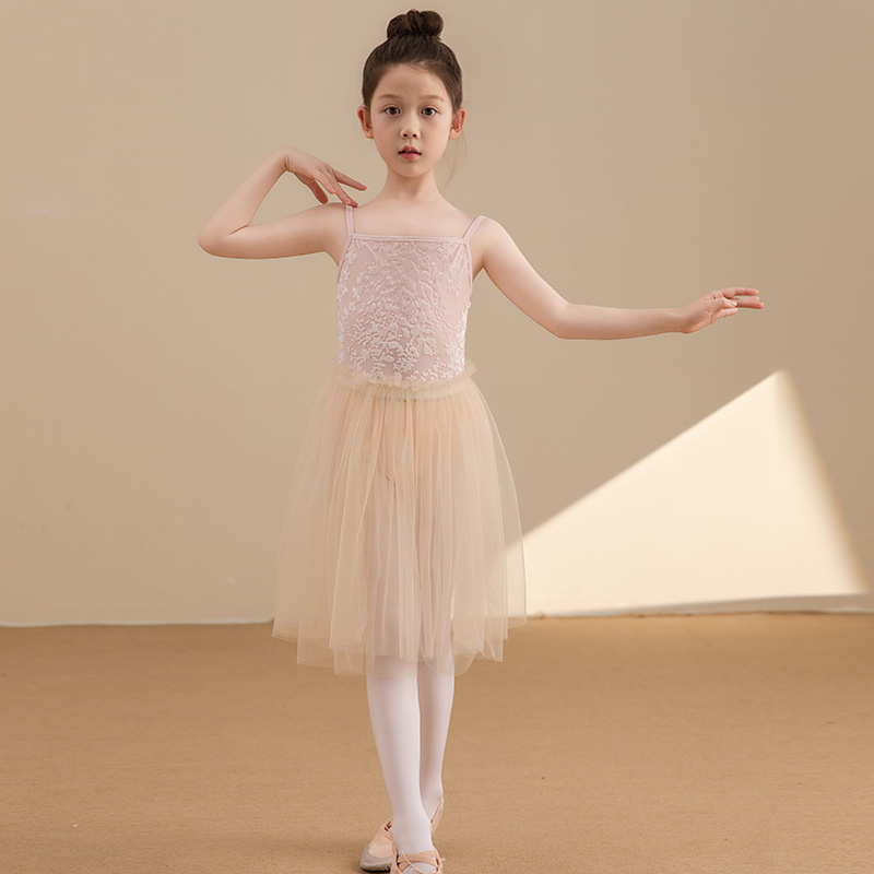Children's Ballet Practice Clothes, Girls' Suspender Jumpsuits, Kidsren's Chinese Dance Examination Gymnastics Clothes, Body Suits, Gauze Skirts