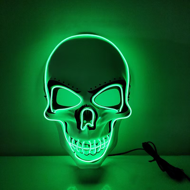 Halloween máscara de luz fría de PVC cráneo blanco máscara luminosa de fantasmas de terror
