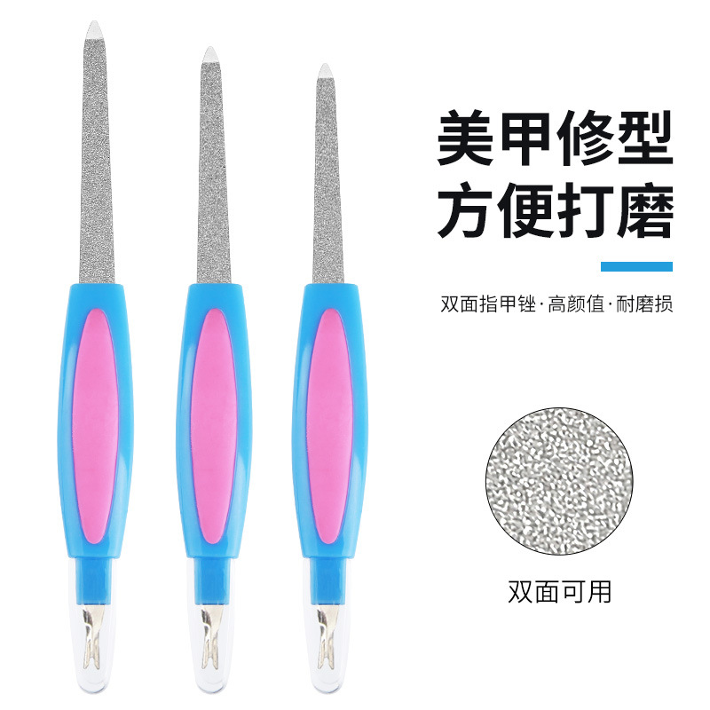 二合一指甲搓打磨條去死皮叉不鏽鋼雙頭拋光指甲銼條美甲工具