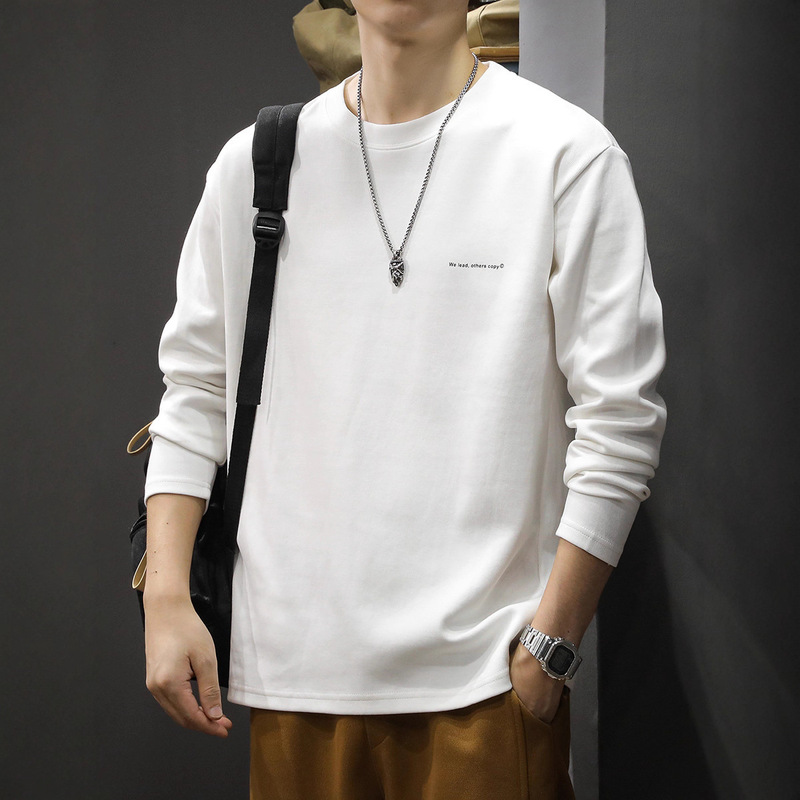 Spring and Autumn Heavyweight Solid Color Long-Sleeve T-Shirt for Men 2025 New Style Casual Slim-Fit Sweatshirt Men's Base Layer Shirt Spring and Autumn Heavyweight Solid Color Long-Sleeve T-Shirt for Men 2025 New Style Casual Slim-Fit Sweatshirt Men's Base Layer Shirt
