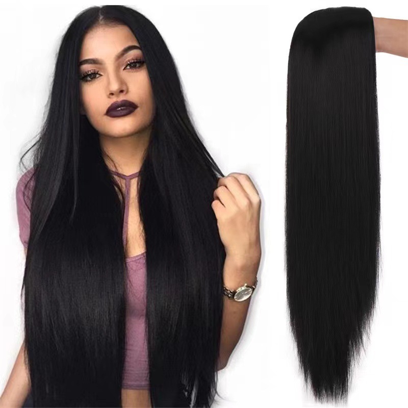 Synthetische Glatt-perücke Für Damen Langes Schwarzes Haar-echt_voghion.com