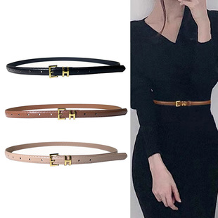 Women's H buckle letter small belt versatile fashion ins style decorative thin belt for women with skirt denim belt for women