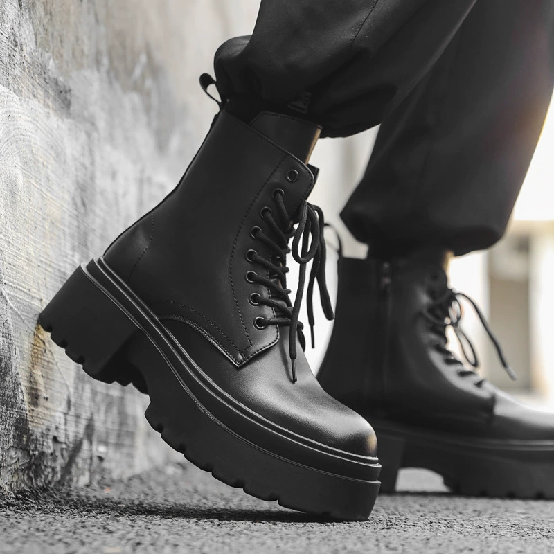 Ботинки Martin с толстой подошвы мужской английский стиль боковая молния подъемная машина сапоги высокая голова обувь 30322-J