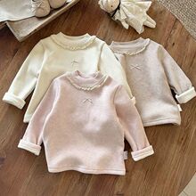 女童秋冬洋气保暖一体绒打底衫新款宝宝加绒加厚长袖T恤儿童上衣