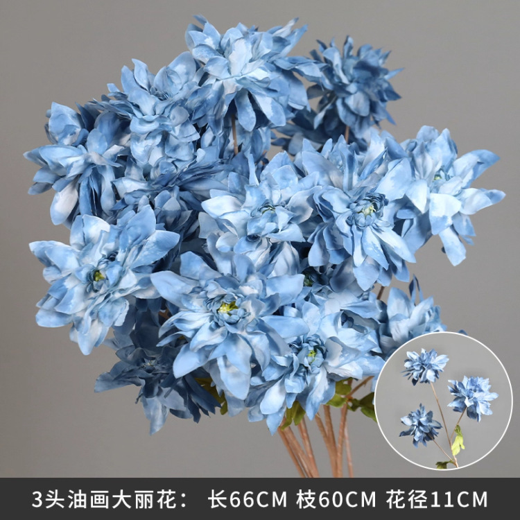 克莱因宝蓝色仿真花婚礼堂布置深蓝色假花吊顶直播间装饰插花玫瑰|undefined