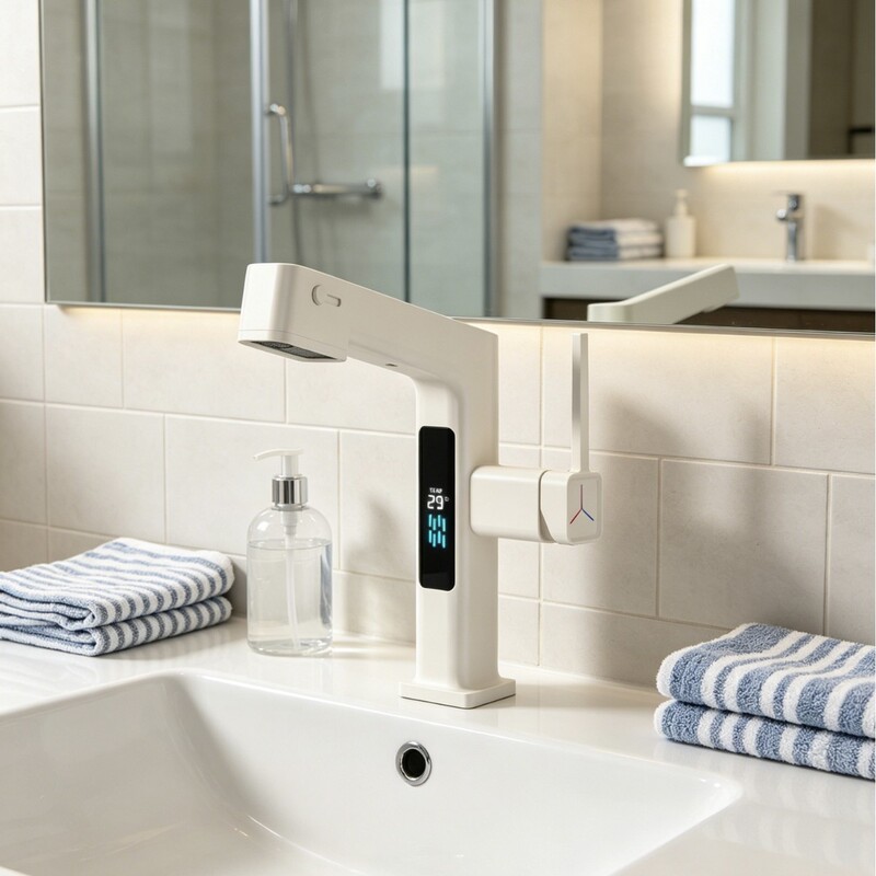 New Seasonal Bathroom Basin Alloy Multi-Functional Pull-Out High-End Faucet in Milky White Color for Cross-Border Foreign Trade Wholesale New Seasonal Bathroom Basin Alloy Multi-Functional Pull-Out High-End Faucet in Milky White Color for Cross-Border Foreign Trade Wholesale