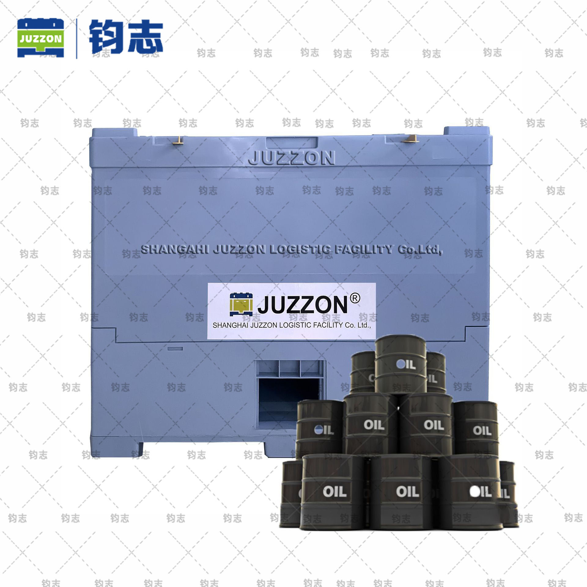 上海钧志厂家直销250L塑料可折叠食品级环保工业用油吨箱oil