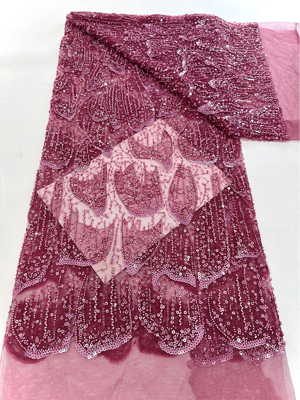 Tubo de abalorios, bordado de abalorios, tela de malla, lentejuelas, tubo de abalorios, tela de malla bordada, tela de falda de vestido de novia image 13