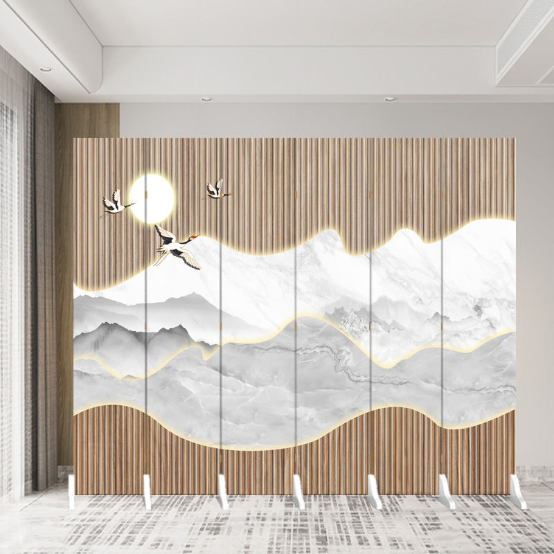 Nueva pantalla de estilo chino partición sala de estar cubierta sala de té decoración simple plegable móvil bambú doble cara pantalla plegable