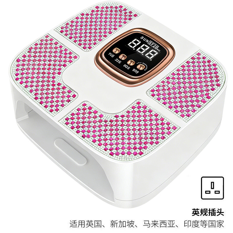 Blanco + diamante rosa - enchufe británico (aplicable a Reino Unido, Singapur, Malasia, India y otros países)