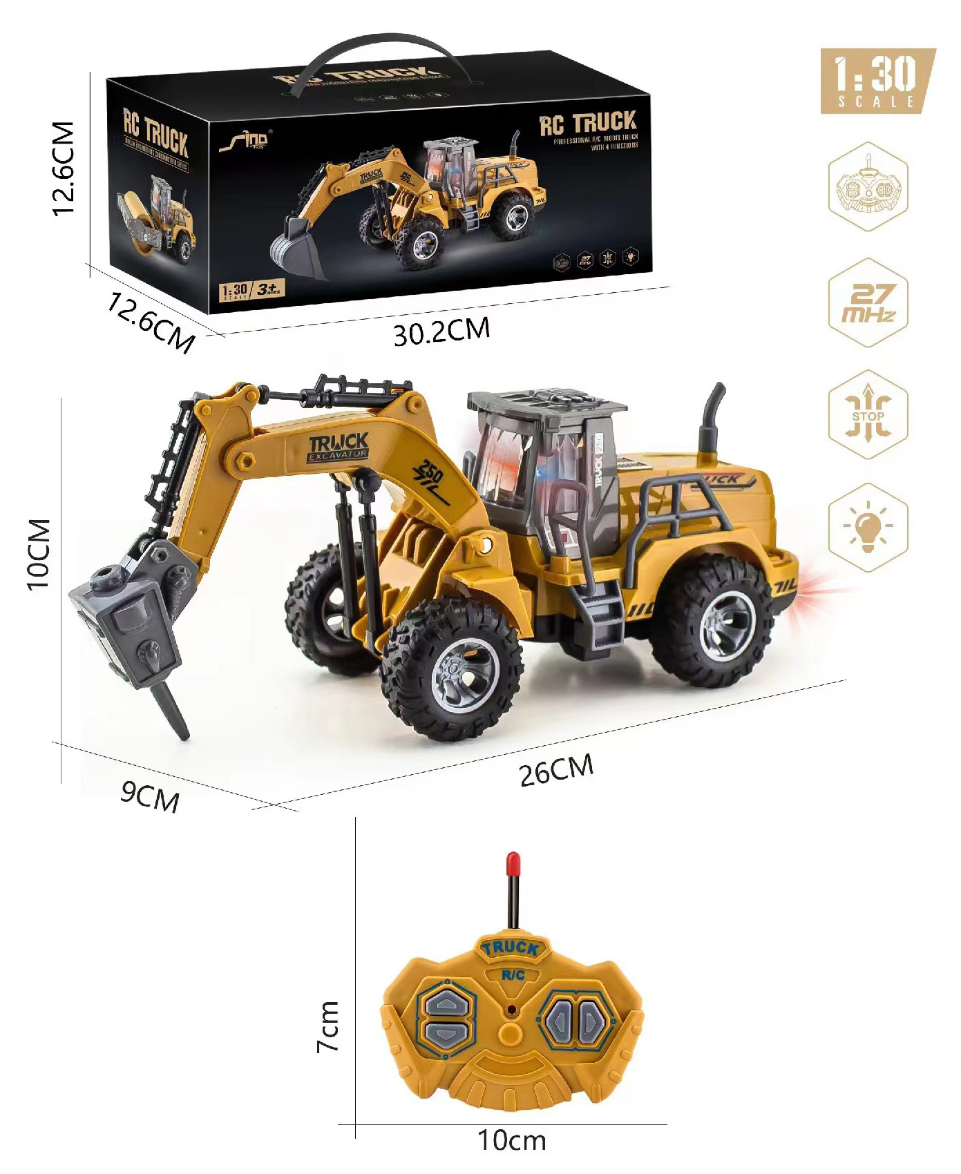 Juguetes para niños transfronterizos de cuatro vías de seis vías de control remoto excavadora Vehículo de Ingeniería Eléctrica Dirt Car roller Toy car RC