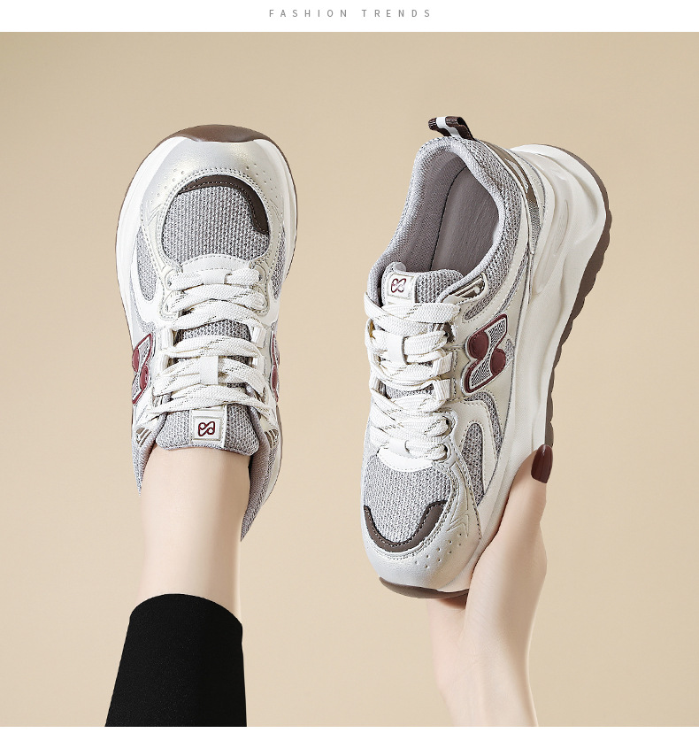 Giày sneaker nữ chạy bộ mesh thoáng khí đế mềm mẫu mới xuân hè 2025 — Trà sữa JST 7055, JST 7055 màu xám, JST 7097 m đen, JST 7036 màu đỏ chi tiết 5