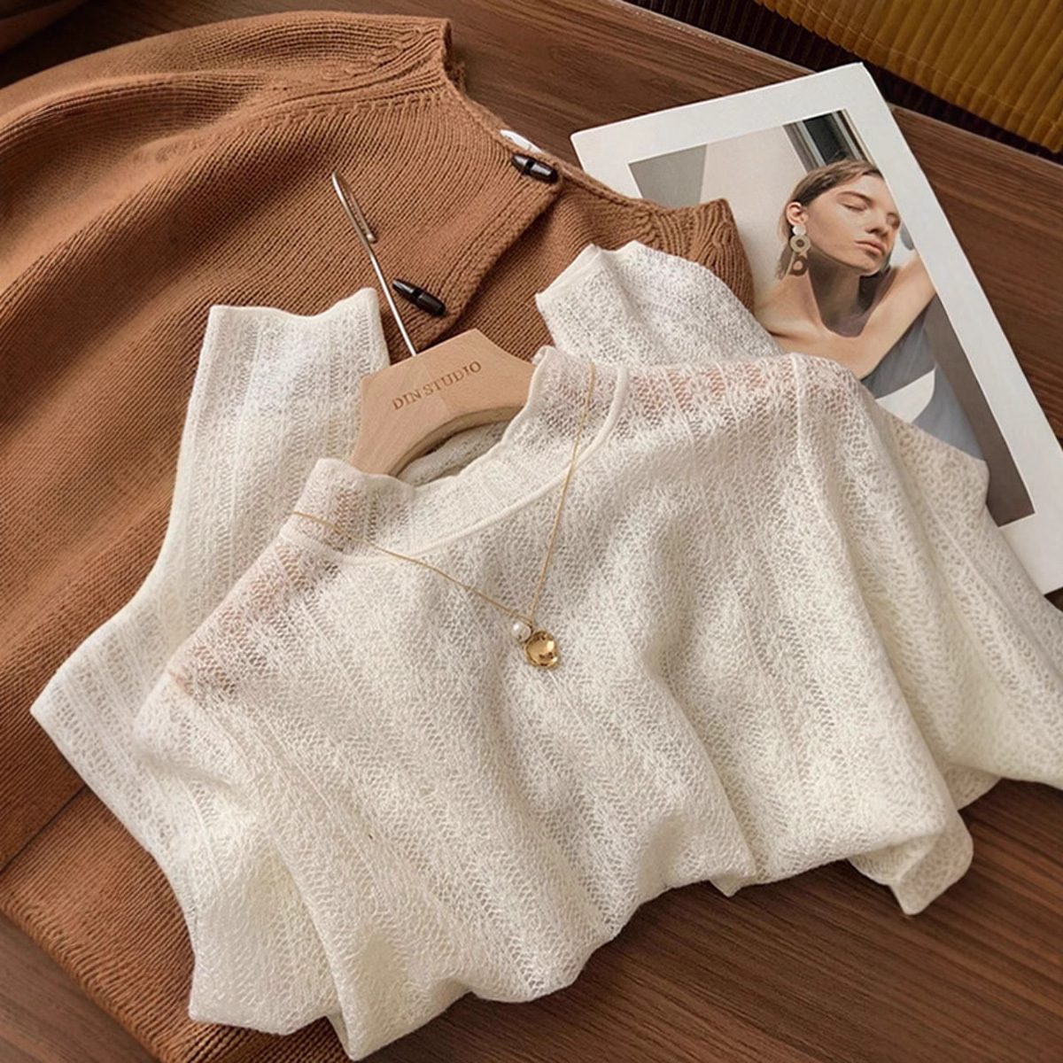 Lace woolen knitted fashionable base body-friendly sweater