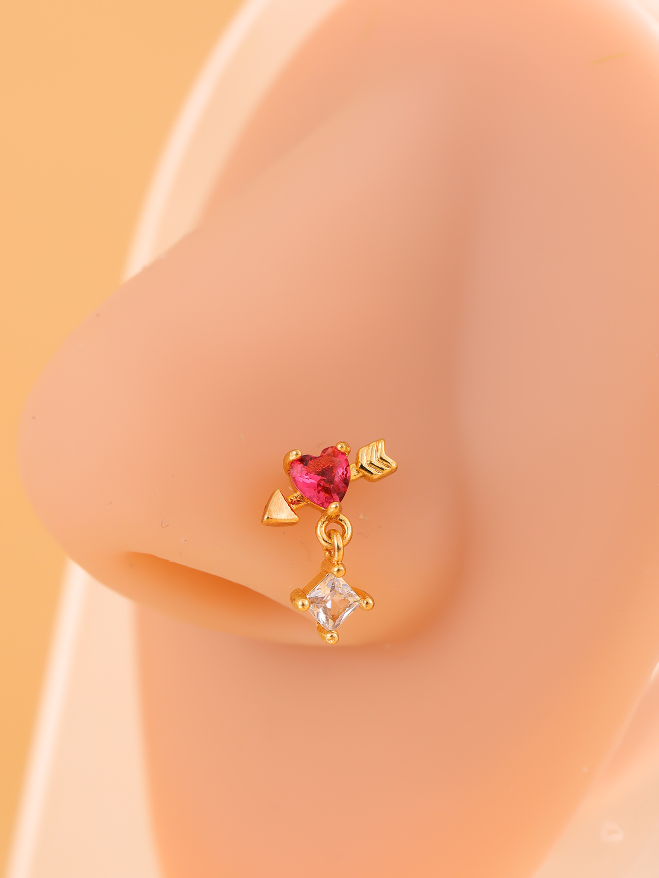 7g Weight Zircon Inlay Material Nose studs Classification Nose Rings & Studs Piercing Type 1 Piece Quantity Holiday, Street Occasion Copper Material Smile Face, Heart Shape, Butterfly Pattern Women's Gender Plating, Inlay Design Retro, Simple Style Style 1 Piece Nose Rings & Studs Retro Simple Style Smile Face Heart Shape Butterfly Copper Plating Inlay Zircon Nose Rings & Studs Nose Pin 10