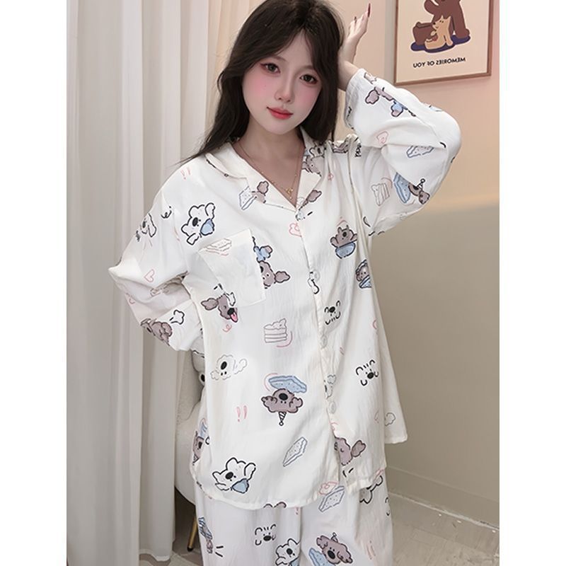 Al por mayor transfronterizo KT gato pijama mujer primavera y otoño nubes algodón manga larga 2026 nuevo juego de ropa de hogar encantadora super caliente