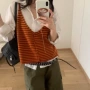 v领宽松撞色新款毛衣