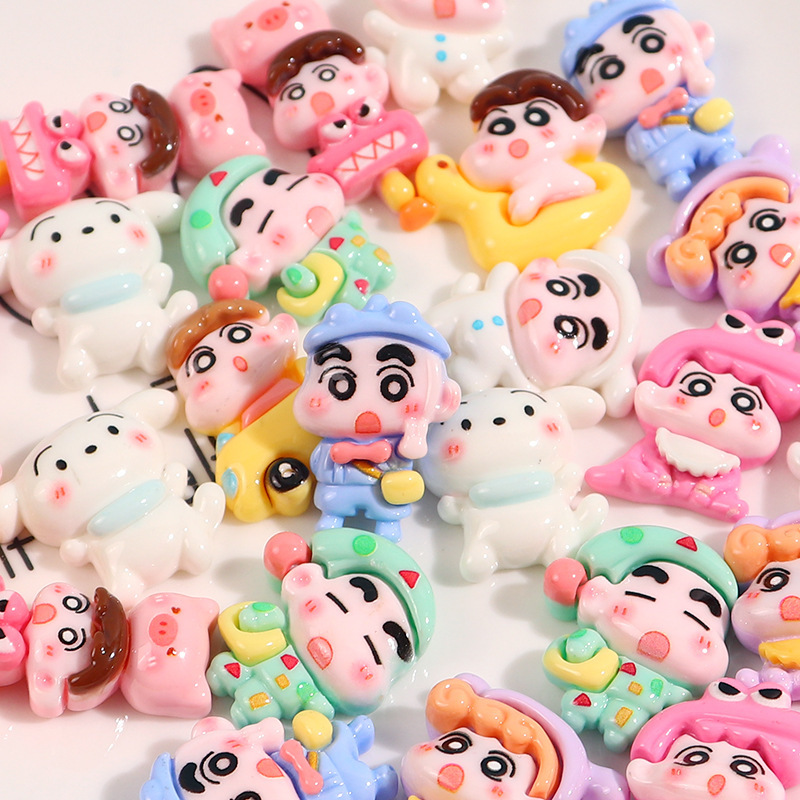 クレヨン漫画の男の子の女の子のオイルゴムの携帯ケースのヘアピンの紐diy樹脂アクセサリーの収納ケースの自作|undefined