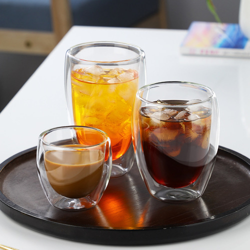 Wholesale Creative Double-Layer Transparent Glass Cup Household Insulated Double-Layer Glass Cup Cold Drink Milk Juice Coffee Cup