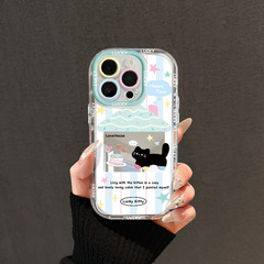 蛋糕黑猫适用苹果16promax手机壳iphone15plus镜面14/13卡通17AIR