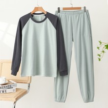 男士德绒睡衣两件套休闲宽松大码加绒保暖长袖插肩袖家居服套装冬