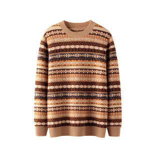 100 Pure Mountain Cashmere Sweater Men's Crewneck Thickened New Fall/Winter Fairland Pattern Big Brand LP Sweater